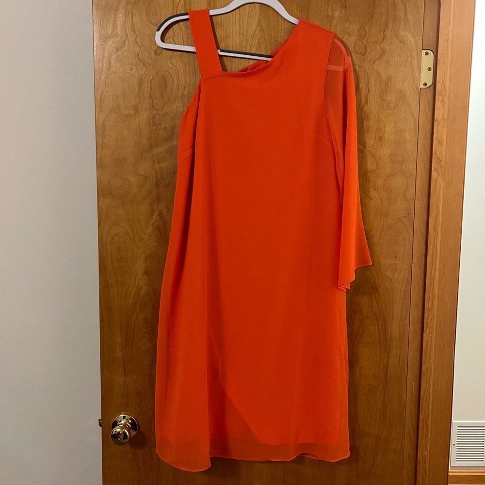 Soft Surroundings Caramba Dress Orange Open Shoulder Chiffon NWT Size XS 2-4